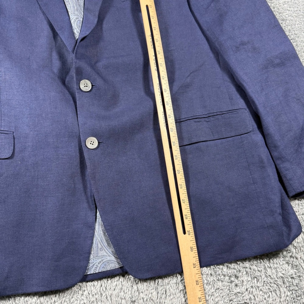 Ralph Lauren Blazer Jacket Mens 46R Navy Blue 100% Linen Paisley Lining Sport - Picture 9 of 9